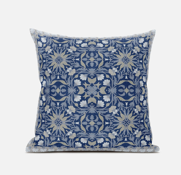 16? Blue Gray Paisley Zippered Suede Throw Pillow