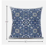16? Blue Gray Paisley Zippered Suede Throw Pillow