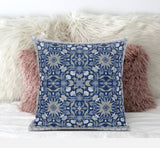 18? Blue Gray Paisley Zippered Suede Throw Pillow
