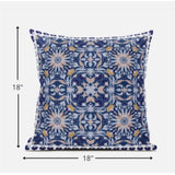 18? Blue Pink Paisley Zippered Suede Throw Pillow