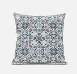 18? Powder Blue Paisley Zippered Suede Throw Pillow