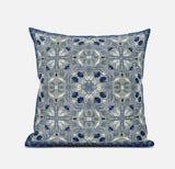 20? Gray Indigo Paisley Zippered Suede Throw Pillow