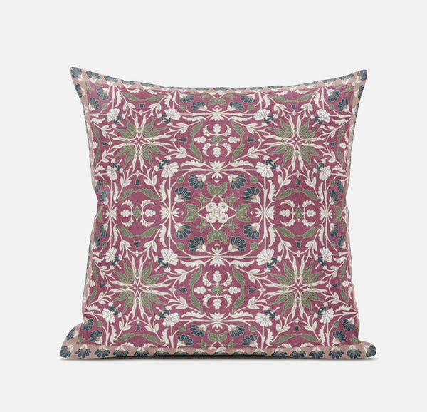 20? Magenta White Paisley Zippered Suede Throw Pillow