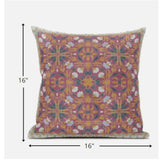 16? Magenta Orange Paisley Zippered Suede Throw Pillow