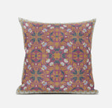18? Magenta Orange Paisley Zippered Suede Throw Pillow