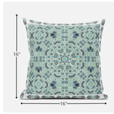 16? Aqua Geostar Zippered Suede Throw Pillow