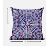 16? Blue Red Geostar Zippered Suede Throw Pillow