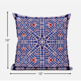 18? Blue Red Geostar Zippered Suede Throw Pillow