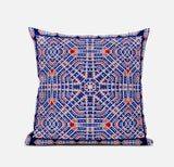 20? Blue Red Geostar Zippered Suede Throw Pillow