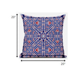 20? Blue Red Geostar Zippered Suede Throw Pillow
