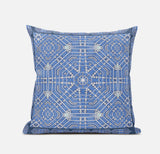 16? Blue White Geostar Zippered Suede Throw Pillow