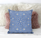 16? Blue White Geostar Zippered Suede Throw Pillow