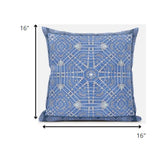 16? Blue White Geostar Zippered Suede Throw Pillow