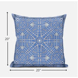 20? Blue White Geostar Zippered Suede Throw Pillow