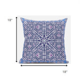 18? Lilac Blue Geostar Zippered Suede Throw Pillow