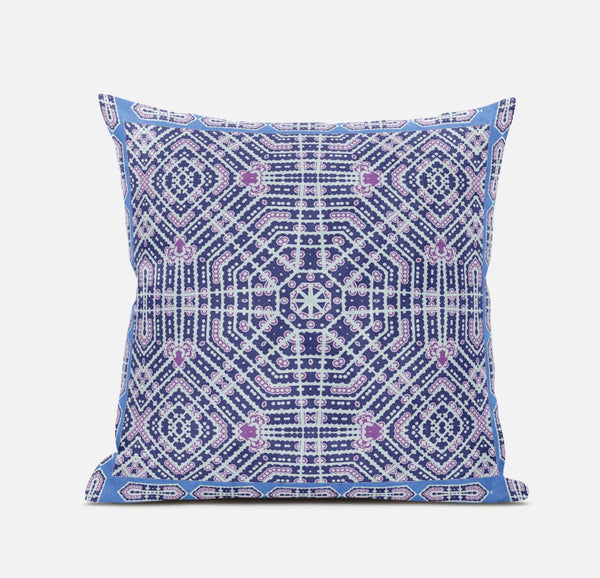 20? Lilac Blue Geostar Zippered Suede Throw Pillow
