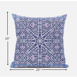 20? Lilac Blue Geostar Zippered Suede Throw Pillow