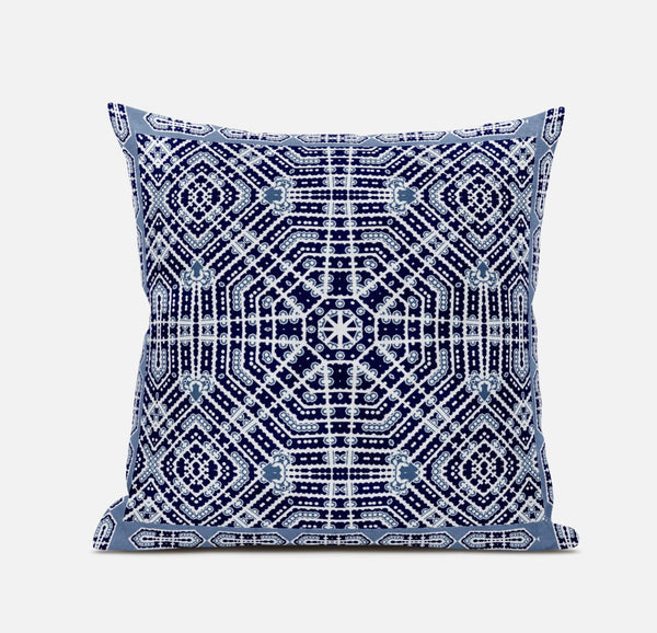 16? Indigo Blue Geostar Zippered Suede Throw Pillow