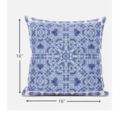 16? Cyan Blue Geostar Zippered Suede Throw Pillow