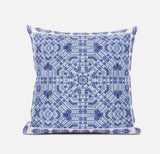 20? Cyan Blue Geostar Zippered Suede Throw Pillow