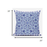 20? Cyan Blue Geostar Zippered Suede Throw Pillow