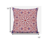 18? Red White Geostar Zippered Suede Throw Pillow