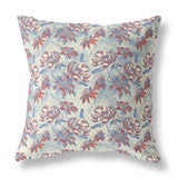 16? Red Blue Roses Indoor Outdoor Throw Pillow