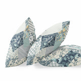 28" Teal White Boho Floral Indoor Outdoor Throw Pillow