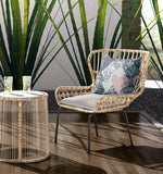 20" Blue White Boho Floral Indoor Outdoor Throw Pillow