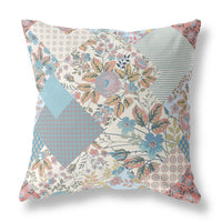 26" Gold Peach Boho Floral Indoor Outdoor Throw Pillow