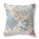 26" Gold Peach Boho Floral Indoor Outdoor Throw Pillow