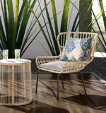 26" Gray Blue Boho Floral Indoor Outdoor Throw Pillow