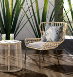 26" Blue Yellow Boho Floral Indoor Outdoor Throw Pillow