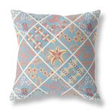 18â Blue Yellow Patch Indoor Outdoor Throw Pillow