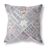 28? Gray Pink Patch Indoor Outdoor Throw Pillow