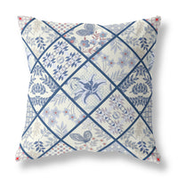16? White Navy Patch Indoor Outdoor Throw Pillow