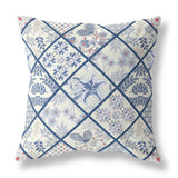 18? White Navy Patch Indoor Outdoor Throw Pillow