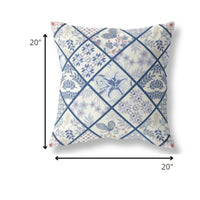20? White Navy Patch Indoor Outdoor Throw Pillow