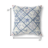 20? White Navy Patch Indoor Outdoor Throw Pillow