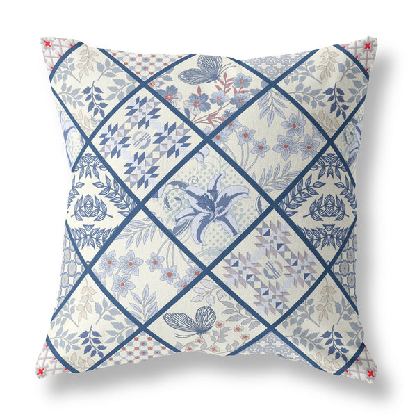 28? White Navy Patch Indoor Outdoor Throw Pillow