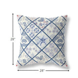 28? White Navy Patch Indoor Outdoor Throw Pillow