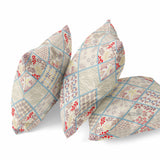 18? Cream Red Patch Indoor Outdoor Throw Pillow