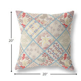 20? Cream Red Patch Indoor Outdoor Throw Pillow