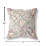 26? Cream Red Patch Indoor Outdoor Throw Pillow