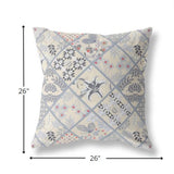 26â Cream Gray Patch Indoor Outdoor Throw Pillow