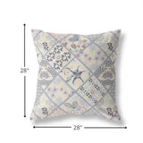 28? Cream Gray Patch Indoor Outdoor Throw Pillow