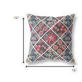 16? Black Red Patch Indoor Outdoor Throw Pillow