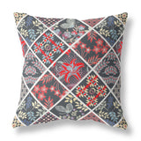 28? Black Red Patch Indoor Outdoor Throw Pillow