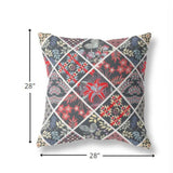 28? Black Red Patch Indoor Outdoor Throw Pillow