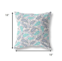 18? Gray Green Boho Paisley Indoor Outdoor Throw Pillow